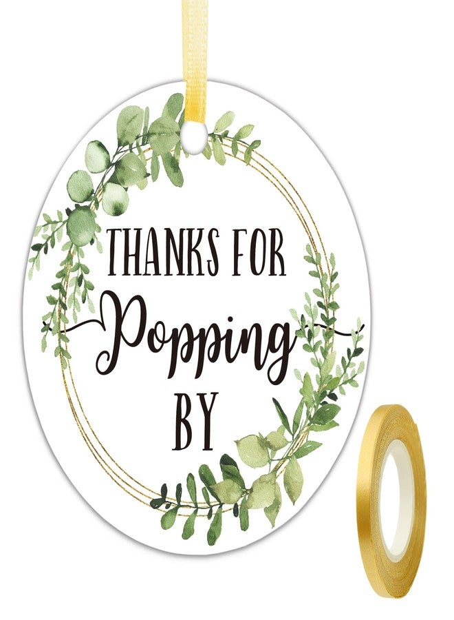 EKSPLODI Thanks for Popping by Tags, Greenery Baby Shower Favor Tags, Bridal Shower, Wedding Tags, 2 Inch, 50-Pack. - Image 1